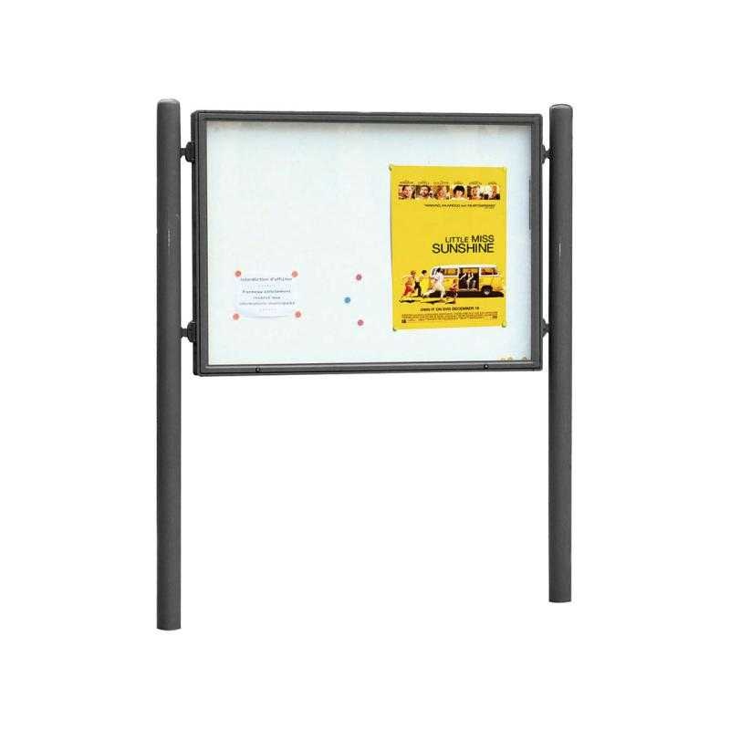 Jednostranná vitrína Carrefour 1255x1700 mm, včetně sloupků, šedá PRO