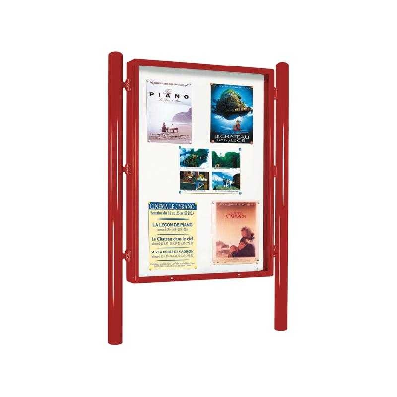 Jednostranná vitrína Carrefour 1700x1255 mm, včetně sloupků, červená