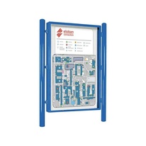 Jednostranná vitrína Carrefour 1860x1310 mm, včetně sloupků, modrá