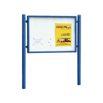 Oboustranná vitrína Carrefour 1255x1700 mm, včetně sloupků, modrá