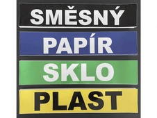 Venkovní odpadkový koš Square 1 se stříškou, s polepem