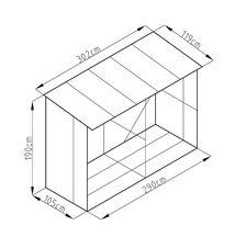 Přístřešek na dřevo G21 WOH 682 - 302x119 cm, antracit