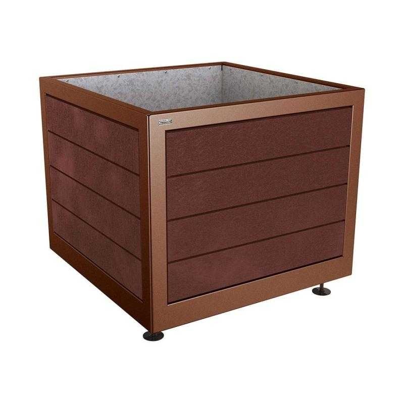 Květináč Silaos 100x100x80 cm, kov a recyklát, bez vložky, Corten