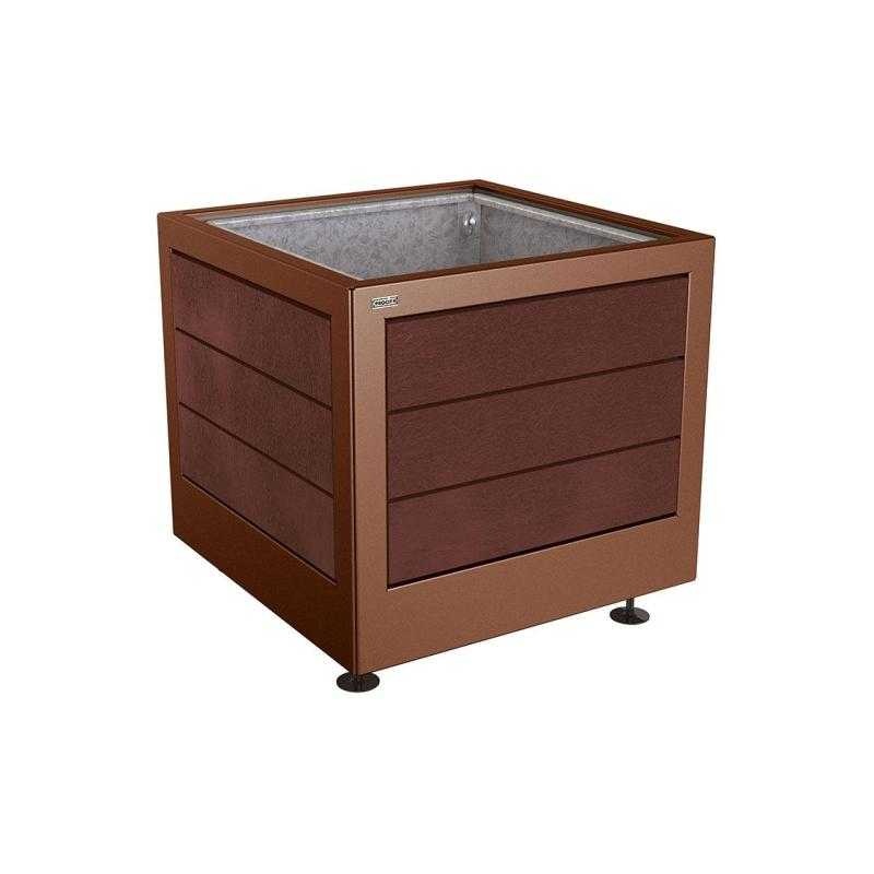 Květináč Silaos 80x80x70 cm, kov a recyklát, s vložkou, Corten
