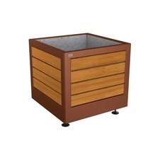 Květináč Silaos 80x80x70 cm, kov a světlý dub, bez vložky, Corten
