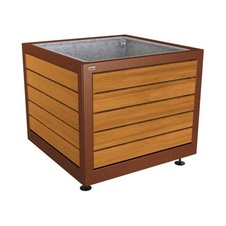 Květináč Silaos 100x100x80 cm, kov a světlý dub, s vložkou, Corten