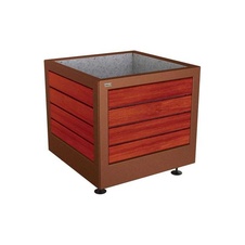 Květináč Silaos 80x80x70 cm, kov a mahagon, bez vložky, Corten