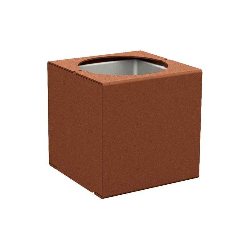 Květináč Kub 45x45x45 cm, celokov, s vložkou, Corten