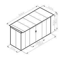 Zahradní domek G21 GRAH 483 - 340 x 142 cm, metalická šedá