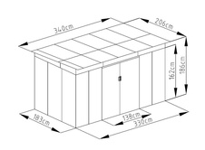 Zahradní domek G21 GRAH 700 - 340 x 206 cm, metalická šedá
