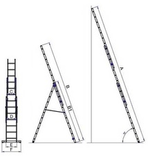Žebřík G21 třídílný 5,1 m, 3x8 příčlí