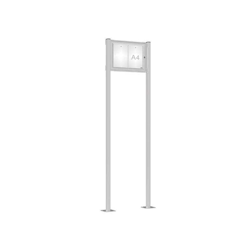 Venkovní elegantní vitrína Tradition, 2 x A4, včetně sloupků, elox