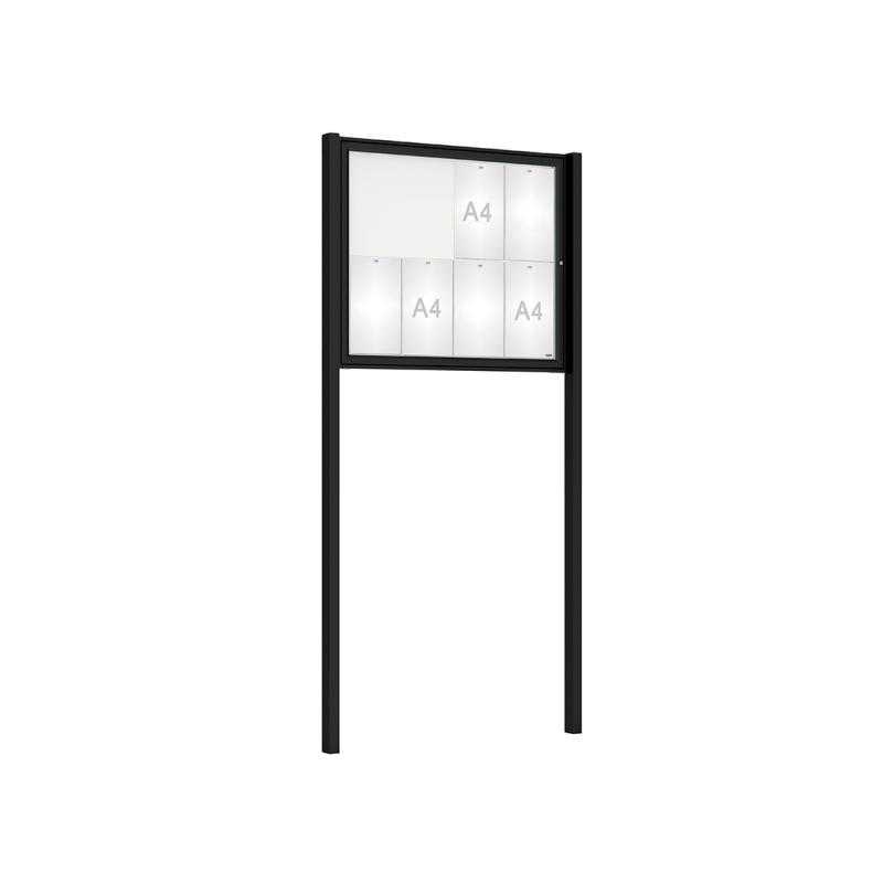 Venkovní elegantní vitrína Tradition, 8 x A4, včetně sloupků, černá