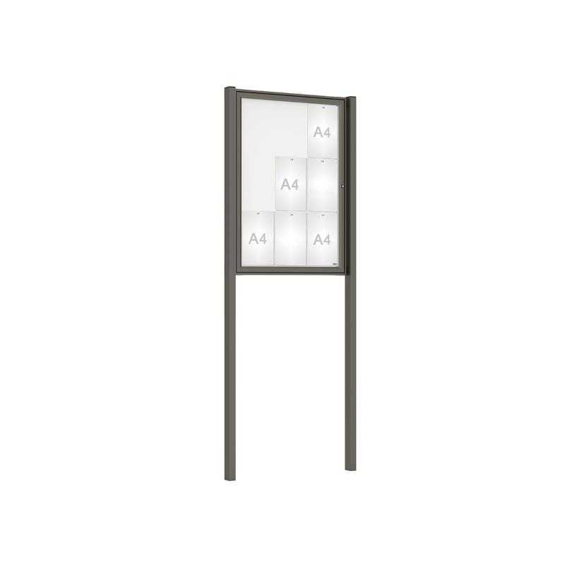 Venkovní elegantní vitrína Tradition, 9 x A4, včetně sloupků, šedá PRO