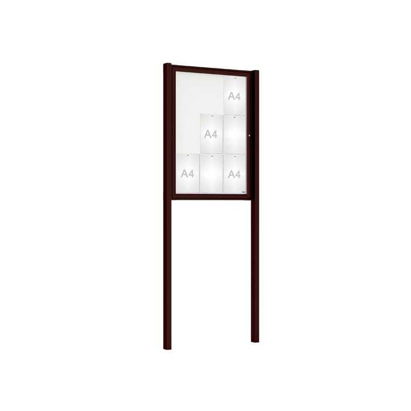 Venkovní elegantní vitrína Tradition, 9 x A4, včetně sloupků, hnědá