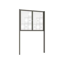 Venkovní elegantní vitrína Tradition, 18 x A4 dvoukřídlá, včetně sloupků, šedá PRO