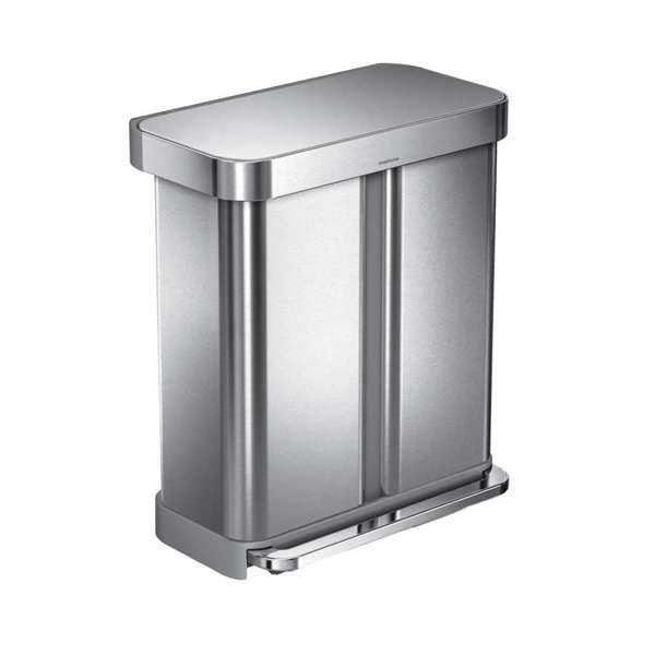 Pedálový odpadkový koš Simplehuman na tříděný odpad 58l, matný nerez