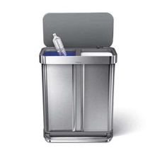 Pedálový odpadkový koš Simplehuman na tříděný odpad 58l, matný nerez