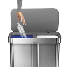 Pedálový odpadkový koš Simplehuman na tříděný odpad 58l, matný nerez