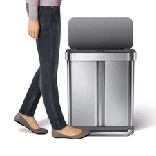 Pedálový odpadkový koš Simplehuman na tříděný odpad 58l, matný nerez
