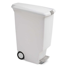 Plastový úzký pedálový odpadkový koš Simplehuman 40l, bílá