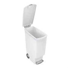 Plastový úzký pedálový odpadkový koš Simplehuman 40l, bílá