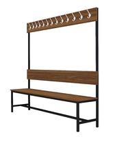 Šatní lavice s 10 věšáky kov-lamino, délka 1500 mm, černá - ořech