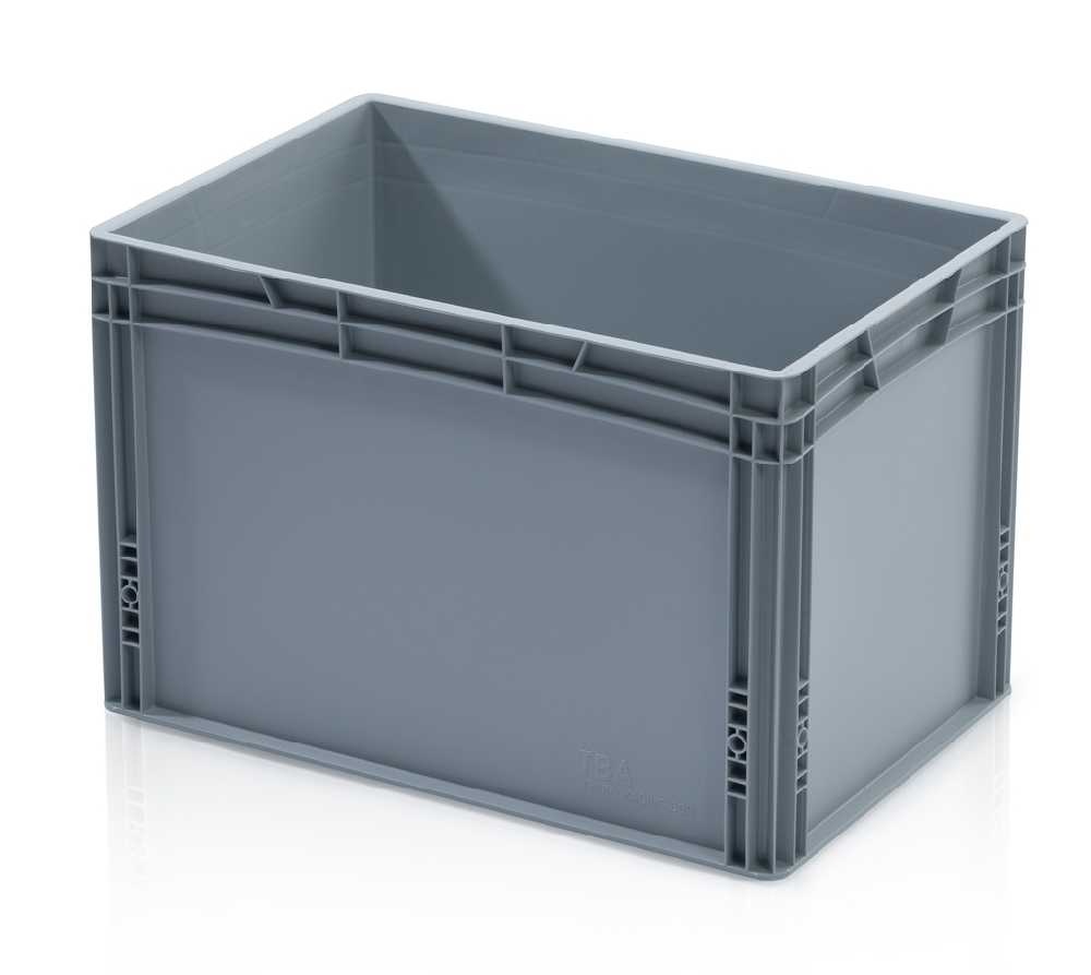 Plastová Euro přepravka se zesíleným dnem 600x400x400 mm, odtokové otvory