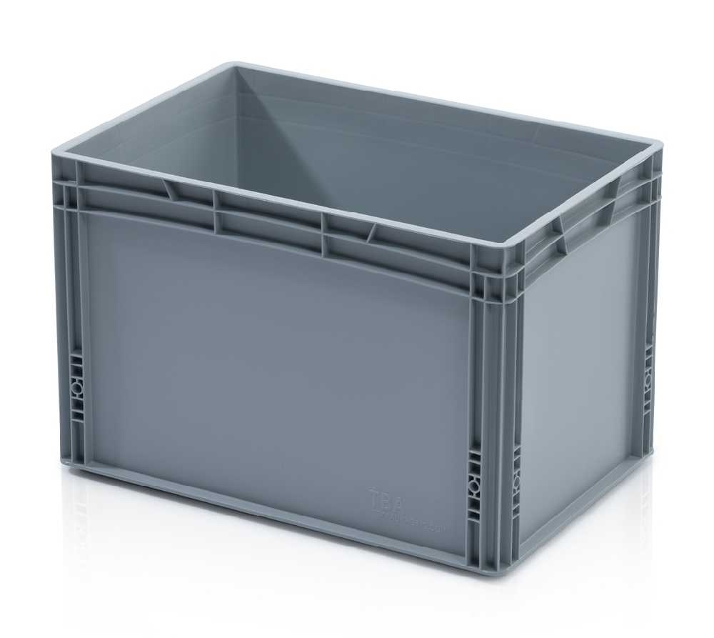 Plastová Euro přepravka se zesíleným dnem 600x400x400 mm, plný úchyt