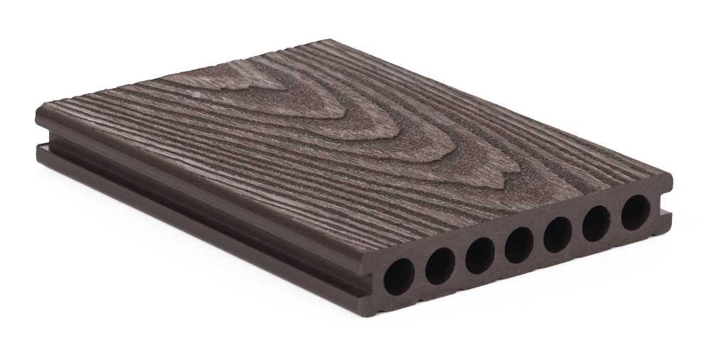 Terasové prkno G21, 2,5x14,8x300 cm, Dark Wood WPC s kulatými výřezy
