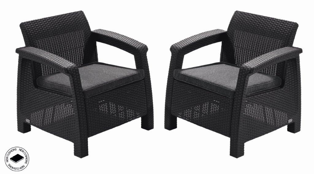 Zahradní křeslo Keter Corfu love seat grafit, 2 ks