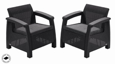 Zahradní křeslo Keter Corfu love seat grafit, 2 ks
