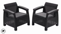 Zahradní křeslo Keter Corfu love seat grafit, 2 ks
