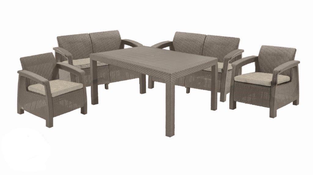 Zahradní set Keter Corfu Fiesta cappuccino 2x2+2+1