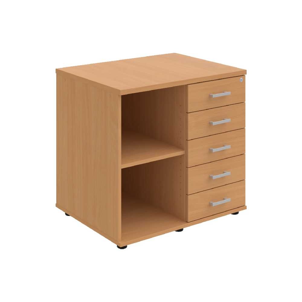 HOBIS skříň stolová pravá s policí a zásuvkami - SPKZ 80 60 P P, léta podél, buk