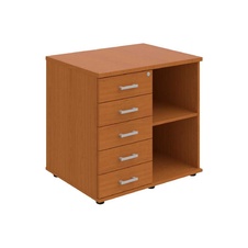 HOBIS skříň stolová levá s policí a zásuvkami - SPKZ 80 60 L P, léta podél, třešeň