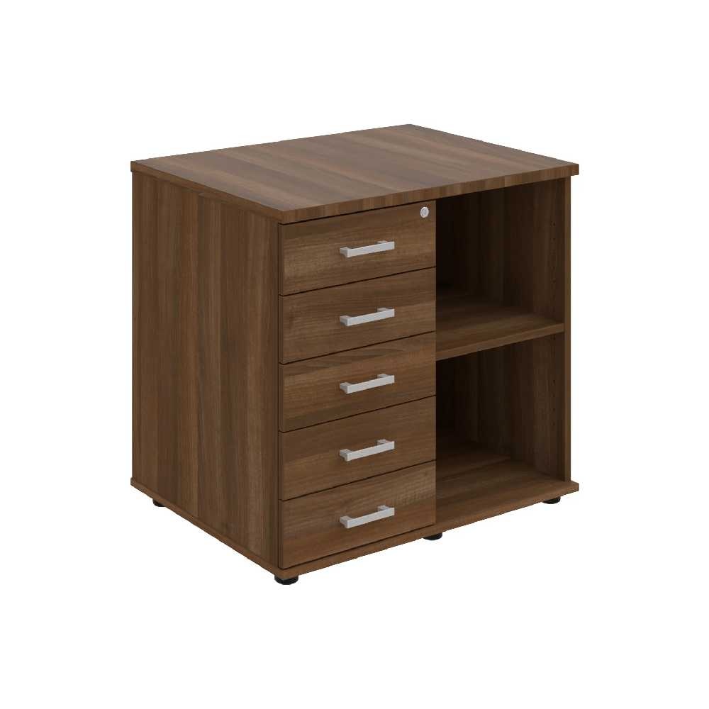 HOBIS skříň stolová levá s policí a zásuvkami - SPKZ 80 60 L P, léta podél, ořech