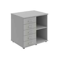 HOBIS skříň stolová levá s policí a zásuvkami - SPKZ 80 60 L P, léta podél, šedá