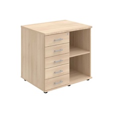 HOBIS skříň stolová levá s policí a zásuvkami - SPKZ 80 60 L N, léta napříč, akát