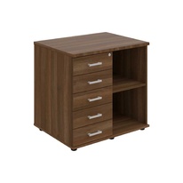 HOBIS skříň stolová levá s policí a zásuvkami - SPKZ 80 60 L N, léta napříč, ořech