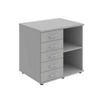 HOBIS skříň stolová levá s policí a zásuvkami - SPKZ 80 60 L N, léta napříč, šedá