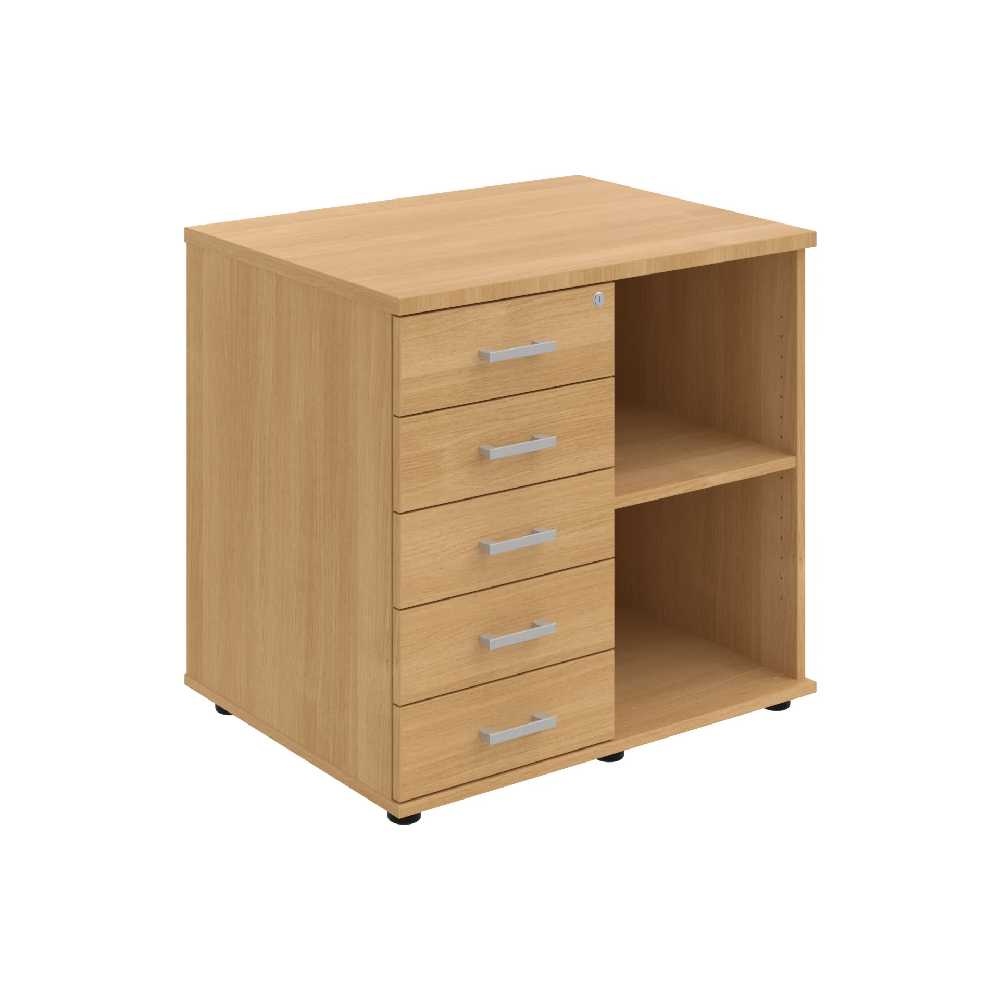 HOBIS skříň stolová levá s policí a zásuvkami - SPKZ 80 60 L N, léta napříč, dub