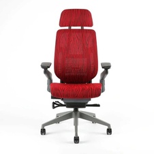 Kancelářská židle Karme MESH, s podhlavníkem, červená žíhaná