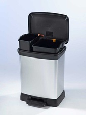 Plastový odpadkový koš Curver Deco Bin Duo 10+18l, stříbrná