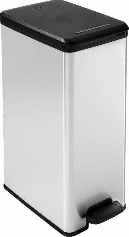 Plastový odpadkový koš Curver Slim Bin 40l, stříbrná
