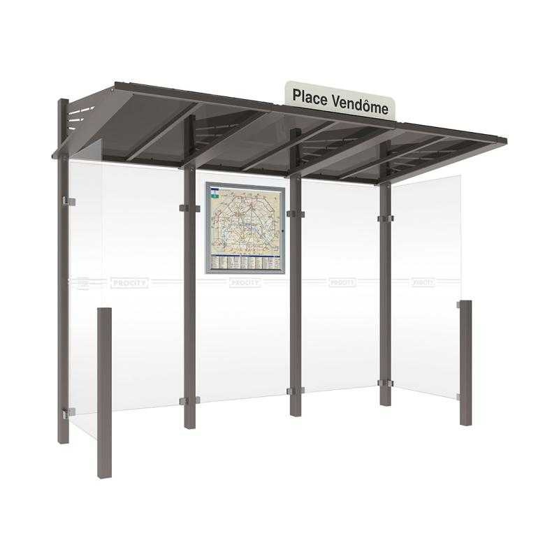 Autobusová zastávka CONVIVIALE se dvěma bočnicemi 3000 mm