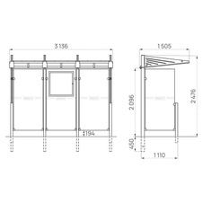 Autobusová zastávka CONVIVIALE se dvěma bočnicemi 3000 mm