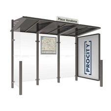 Autobusová zastávka CONVIVIALE s levou bočnicí a informační vitrínou 3000 mm