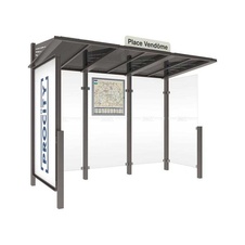 Autobusová zastávka CONVIVIALE s pravou bočnicí a informační vitrínou 3000 mm