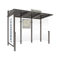 Autobusová zastávka CONVIVIALE s pravou bočnicí a informační vitrínou 3000 mm